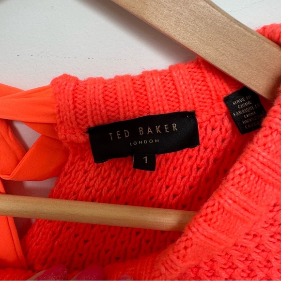 Ted baker chunky orange knit bow back Women's Sweater 4 coral Beachy - Picture 4 of 7